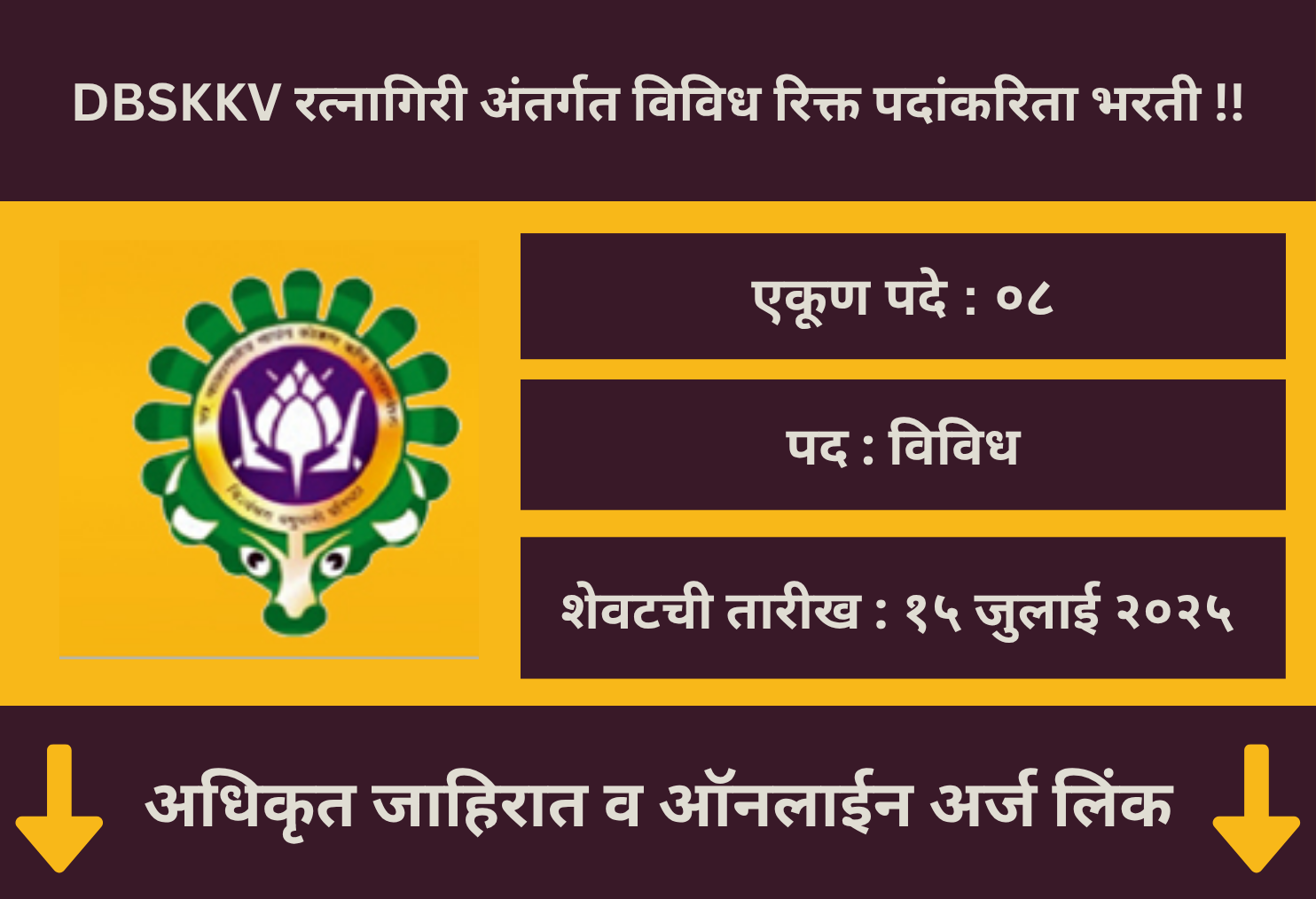 DBSKKV Ratnagiri Recruitment 2025