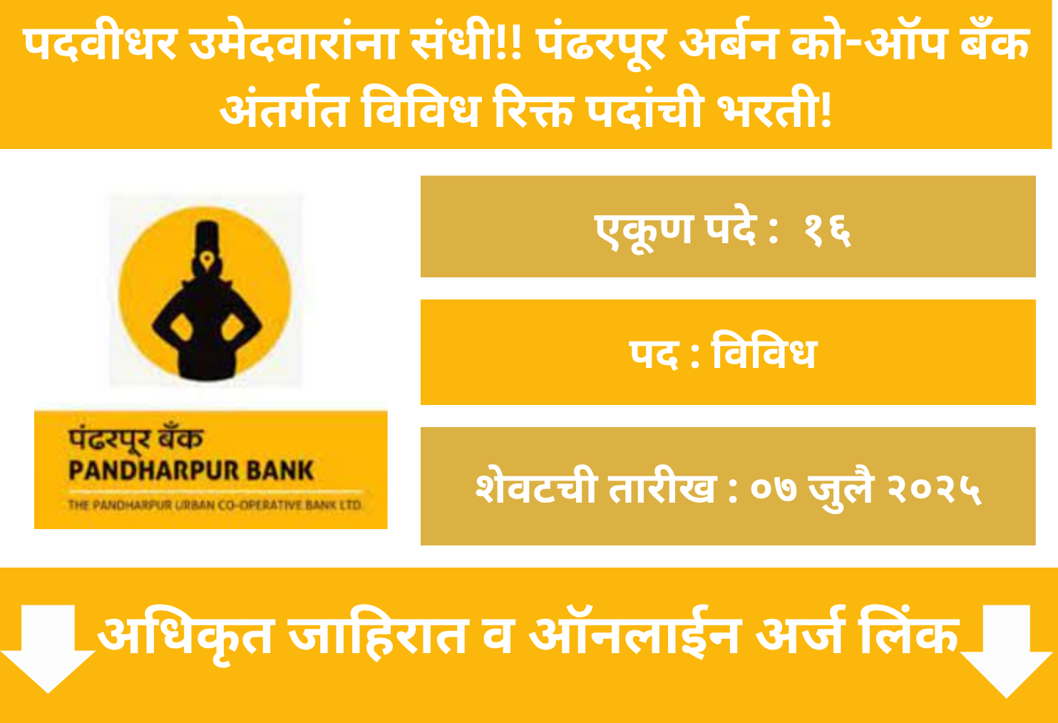 The Pandharpur Bank Recruitment 2025