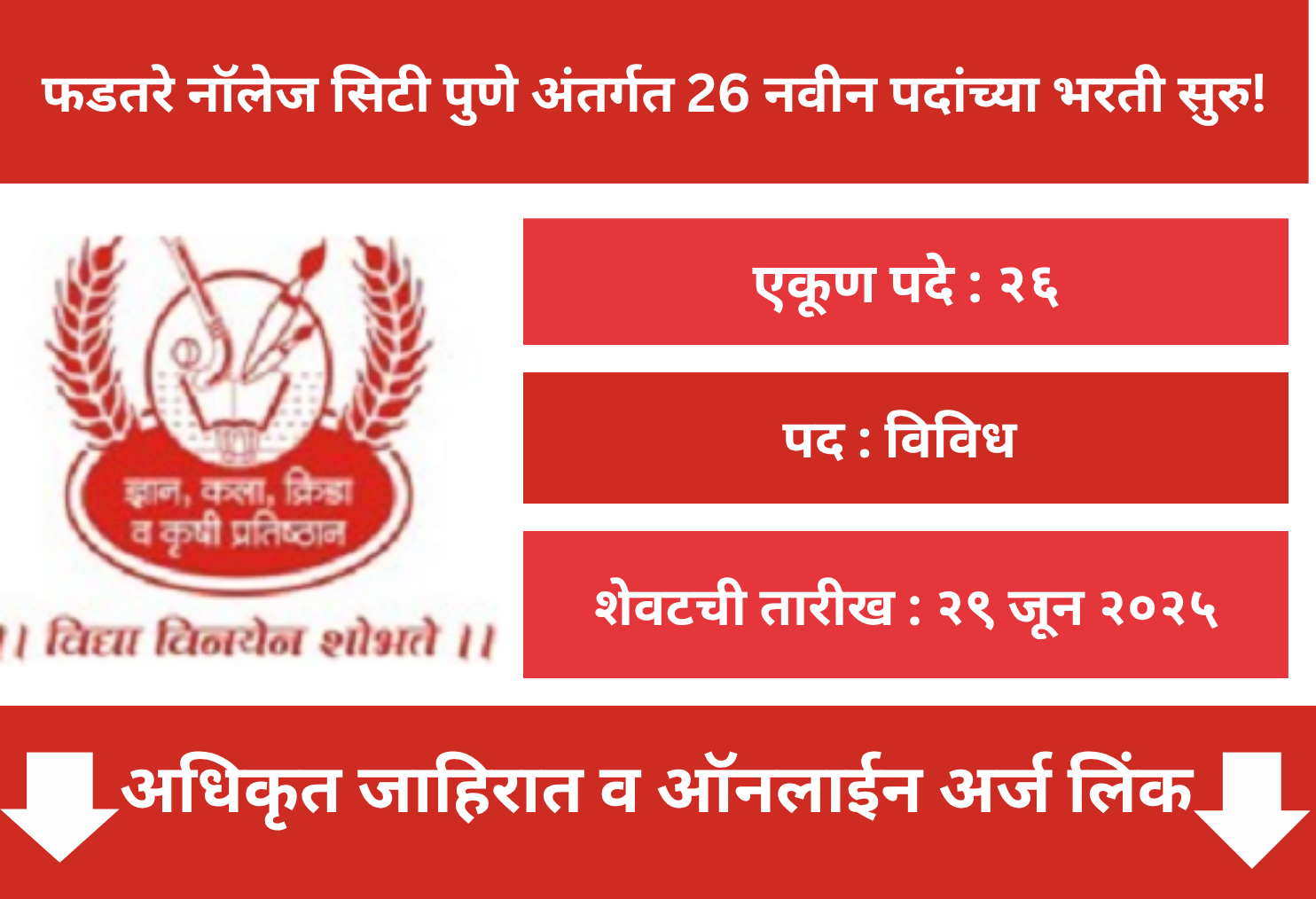 Phadtare Knowledge City Pune Recruitment 2025