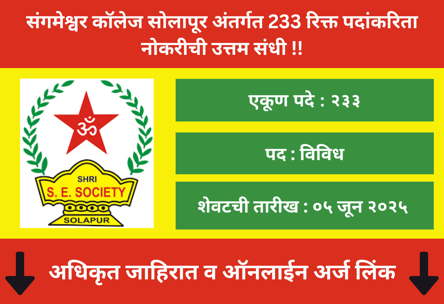 Sangameshwar College Solapur Recruitment 2025
