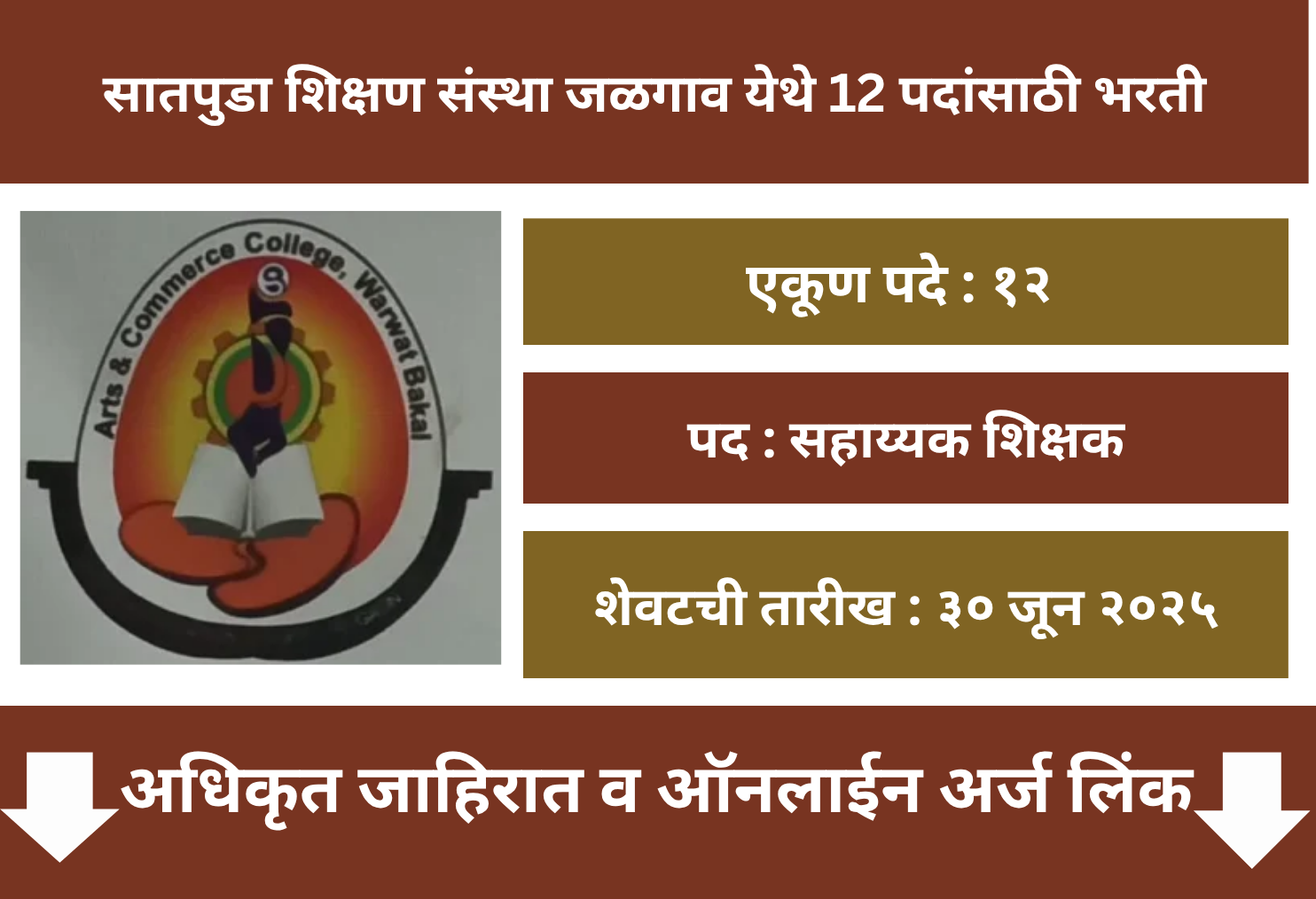 Satpuda Shikshan Sanstha Jalgoan Recruitment 2025