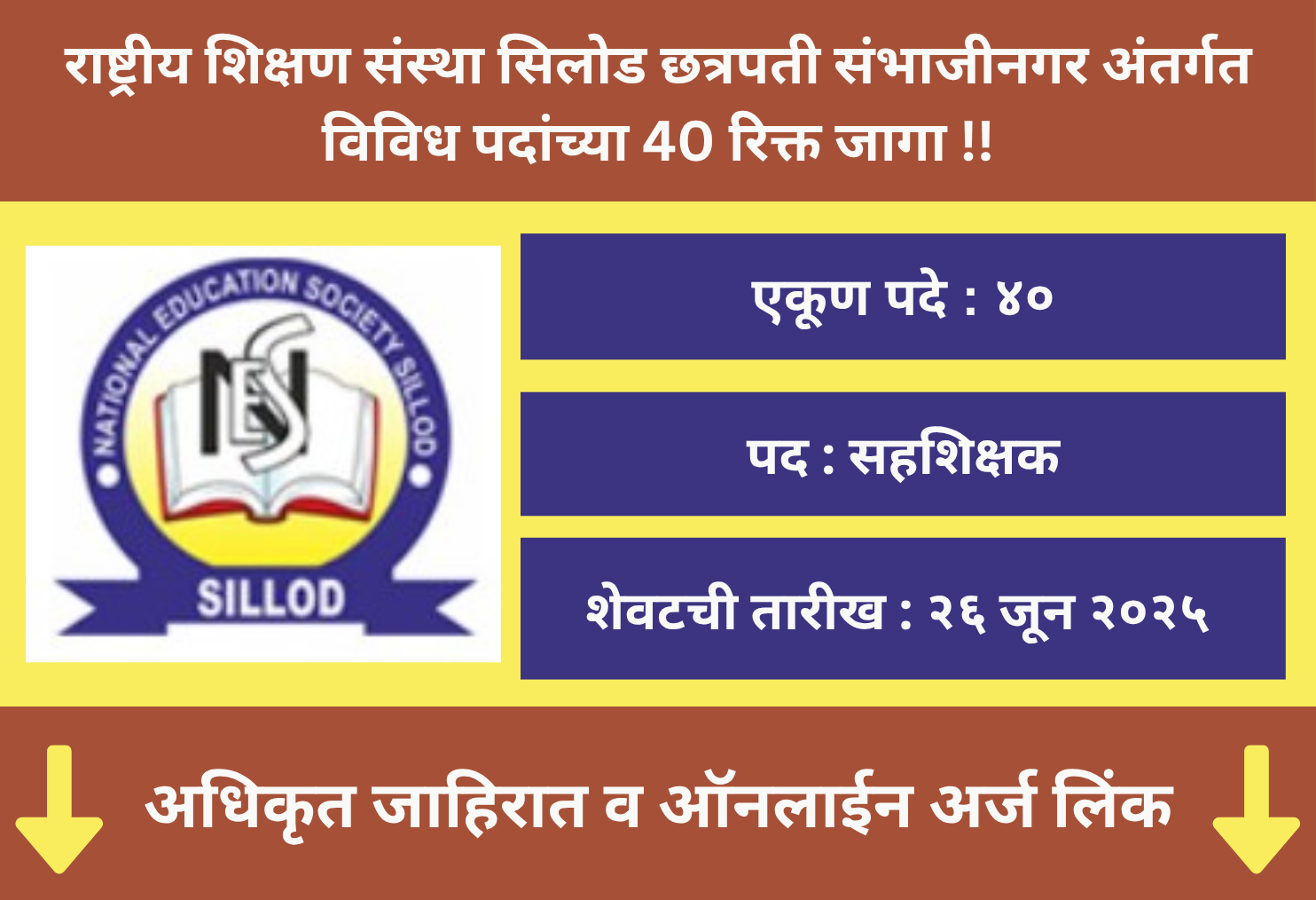 National Education Society Silod Recruitment 2025