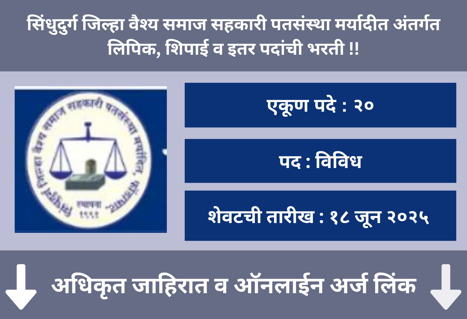 Sindhudurg District Vaishya Samaj  Recruitment 2025