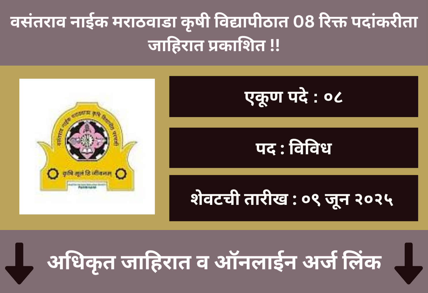 VNMKV Parbhani Recruitment 2025