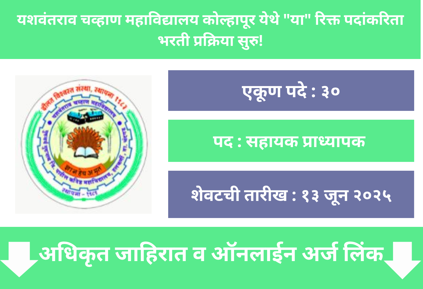 Yashwantrao Chavan College Kolhapur Bharti 2025