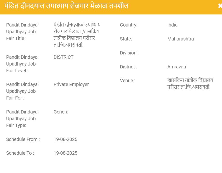 Amravati Rojgar Melava 2025