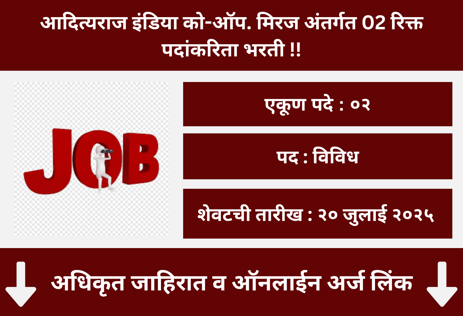 Adityaraj india co-op Miraj Recruitment 2025