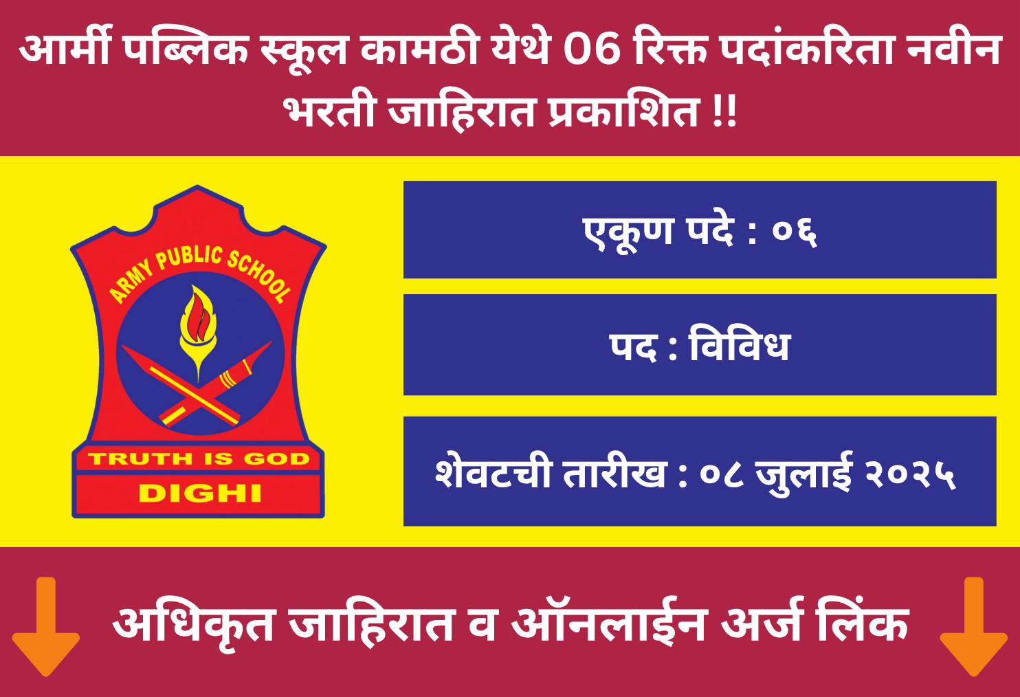 Army Public School Kamptee Recruitment 2025