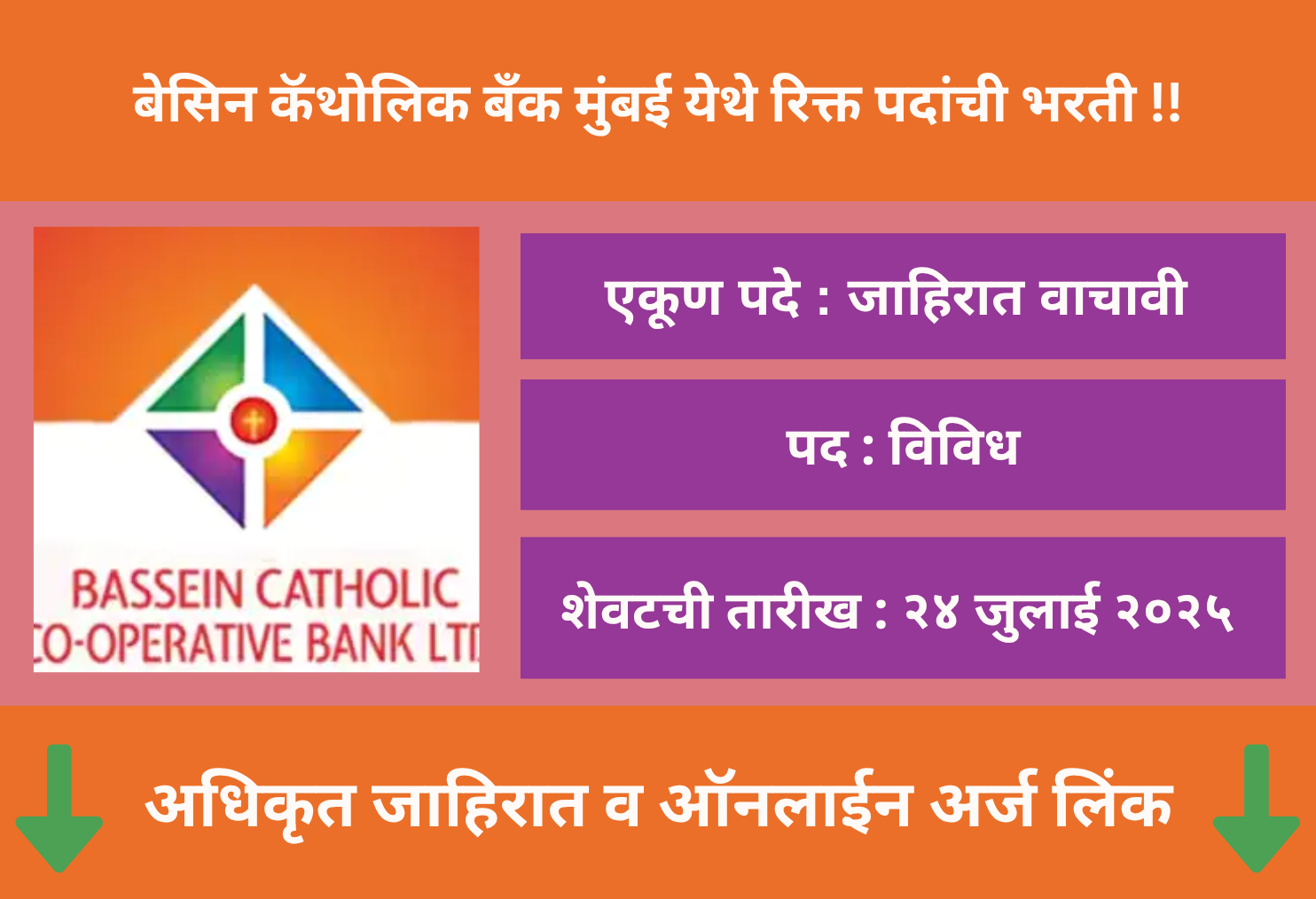Bassein Catholic Bank Mumbai Recruitment 2025 