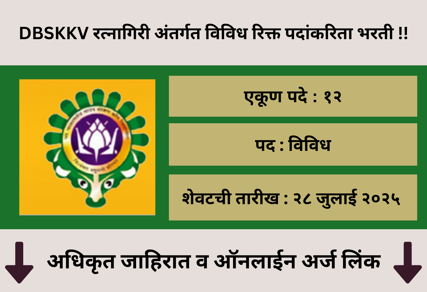 DBSKKV Ratnagiri Recruitment 2025
