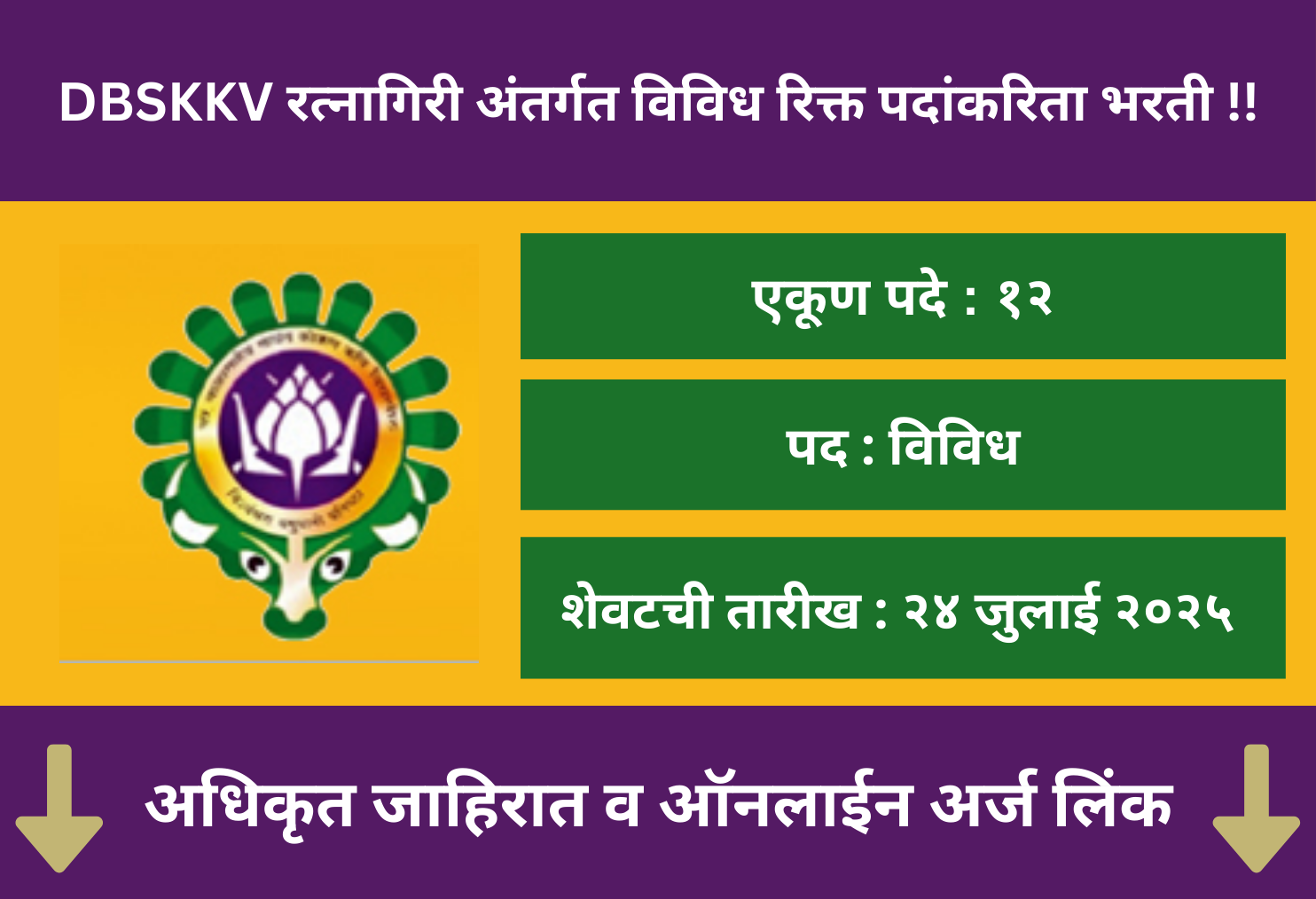 DBSKKV Ratnagiri Recruitment 2025
