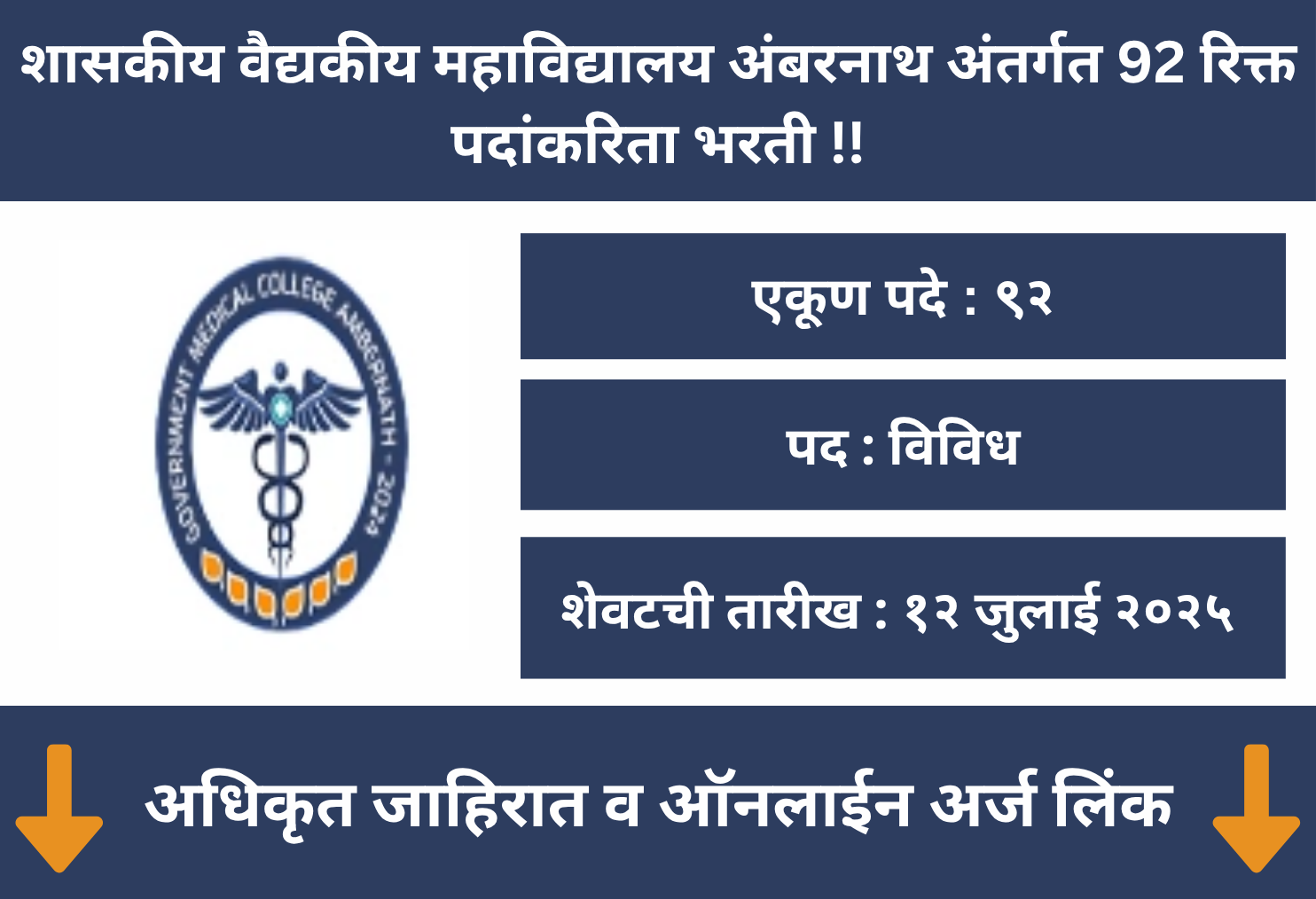 GMC Ambernath Recruitment 2025