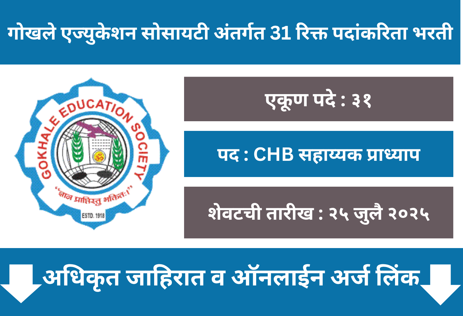 Gokhale Education Society Recruitment 2025