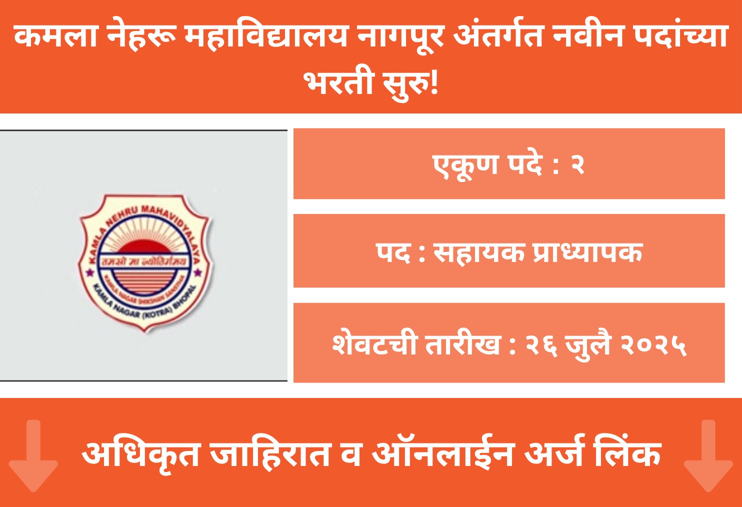Kamla Nehru Mahavidyalaya Nagpur Bharti 2025