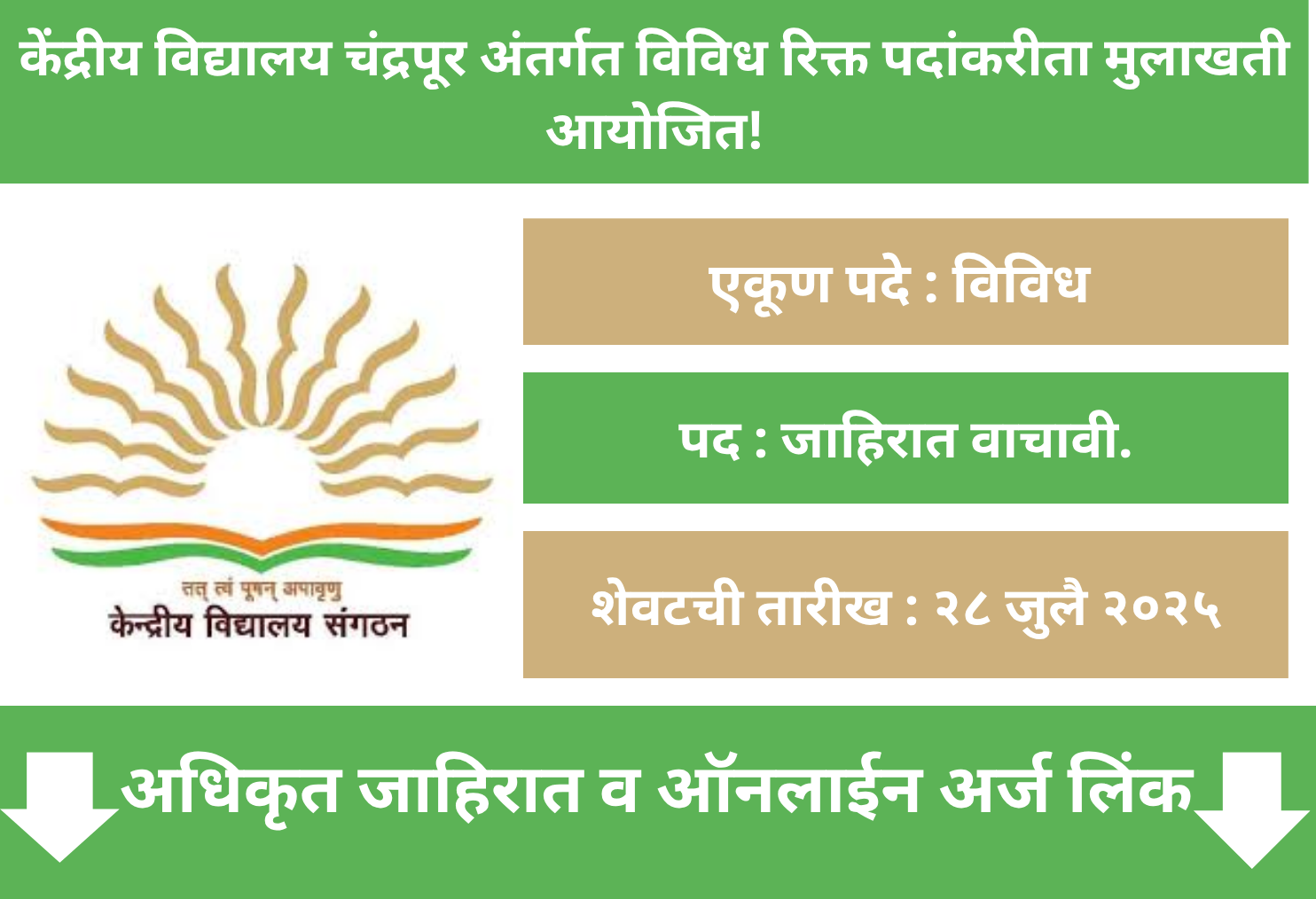 Kendriya Vidyalaya Chandrapur Recruitment 2025