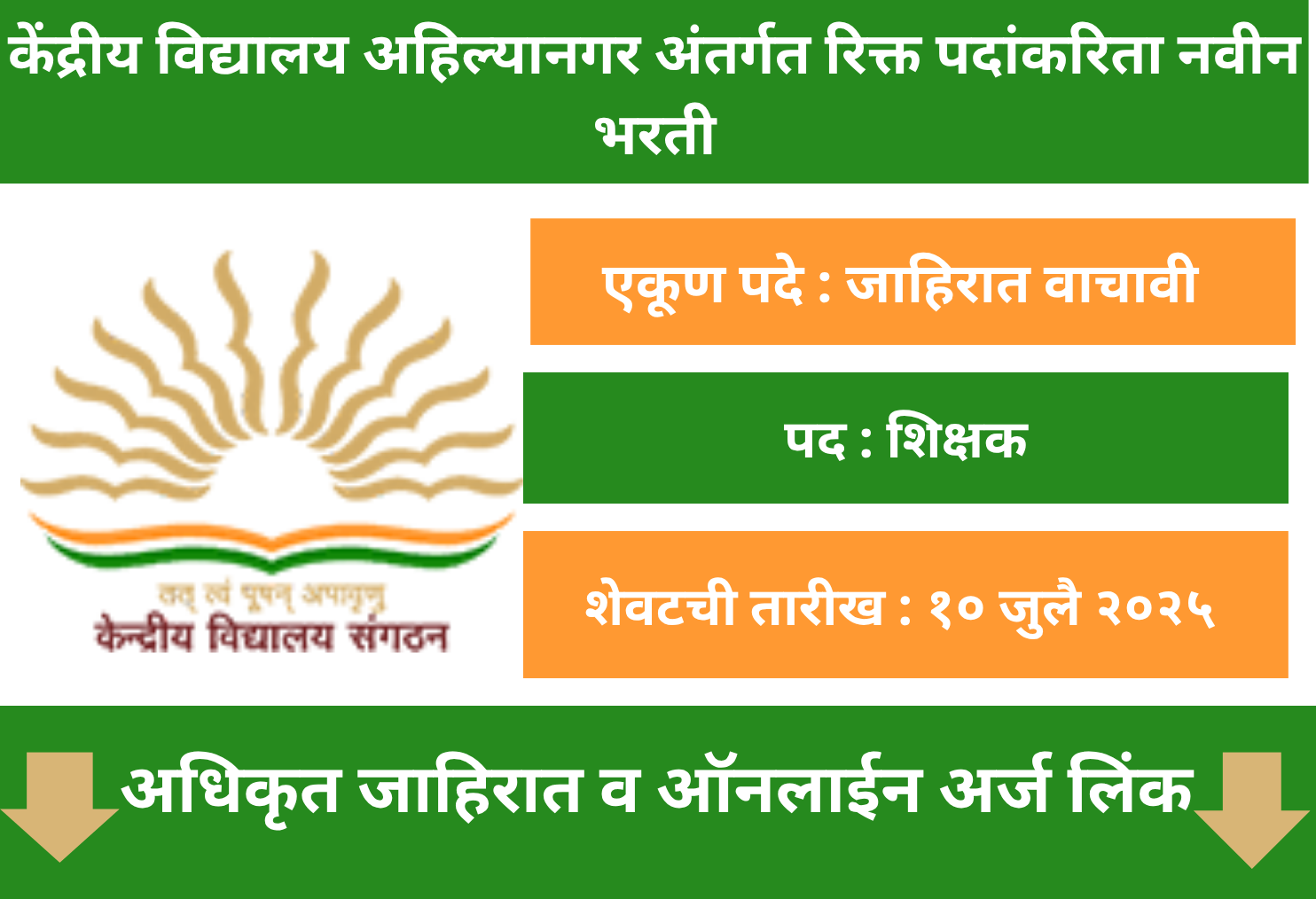 KVS Ahilyanagar Recruitment 2025