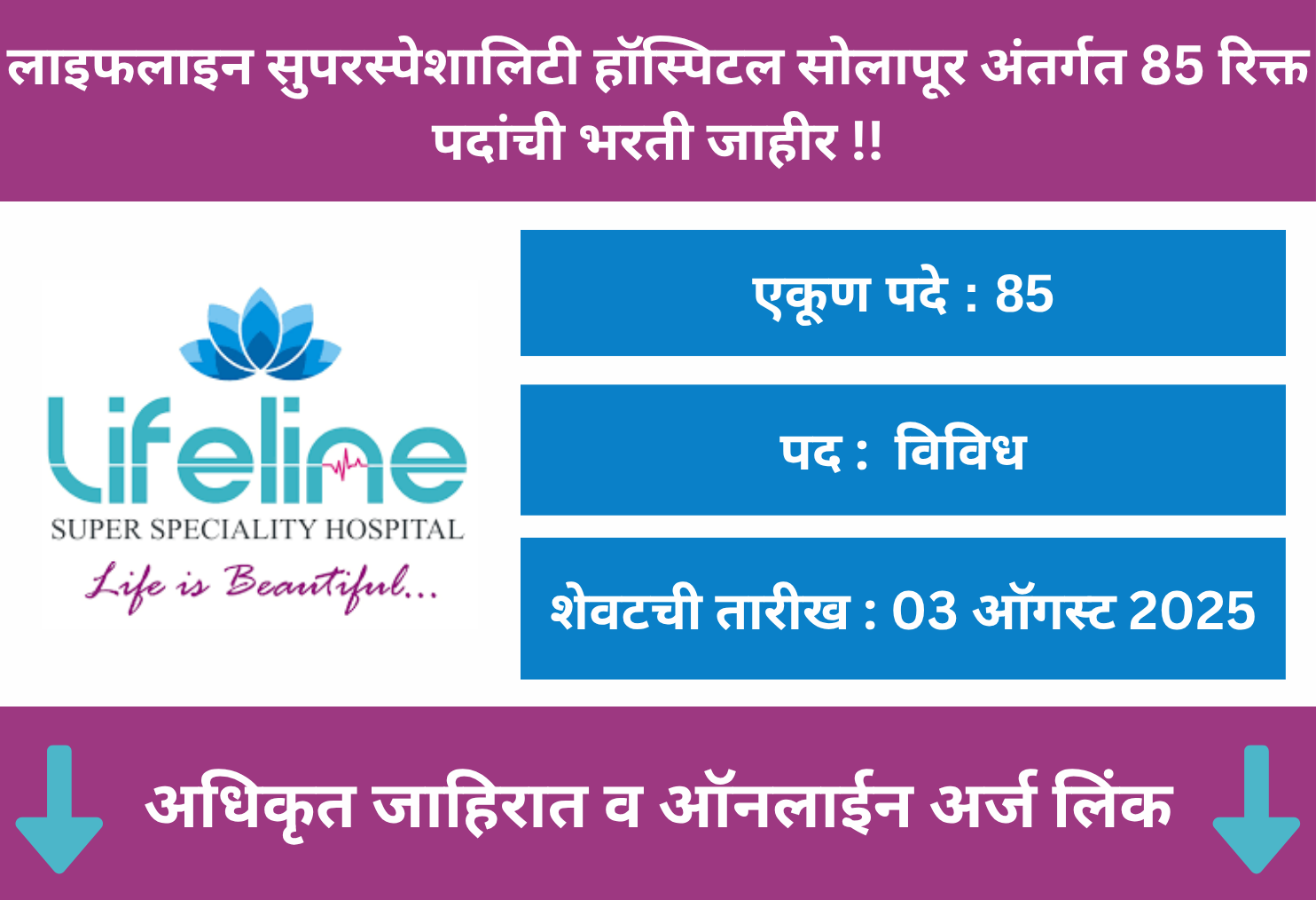 Lifeline Superspeciality Hospital Solapur Recruitment 2025