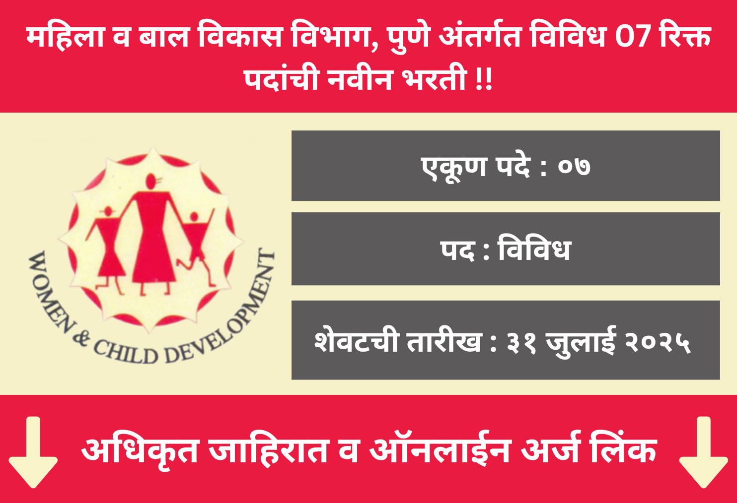 WCD Pune Bharti 2025