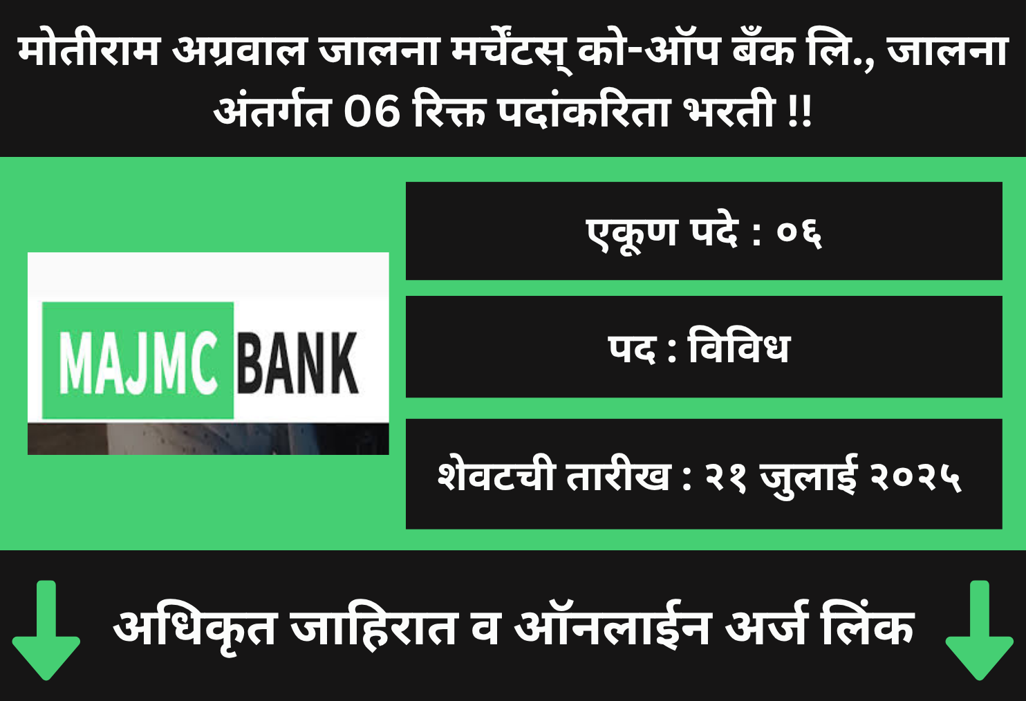 Motiram Agrawal Jalna Merchant Bank Recruitment 2025