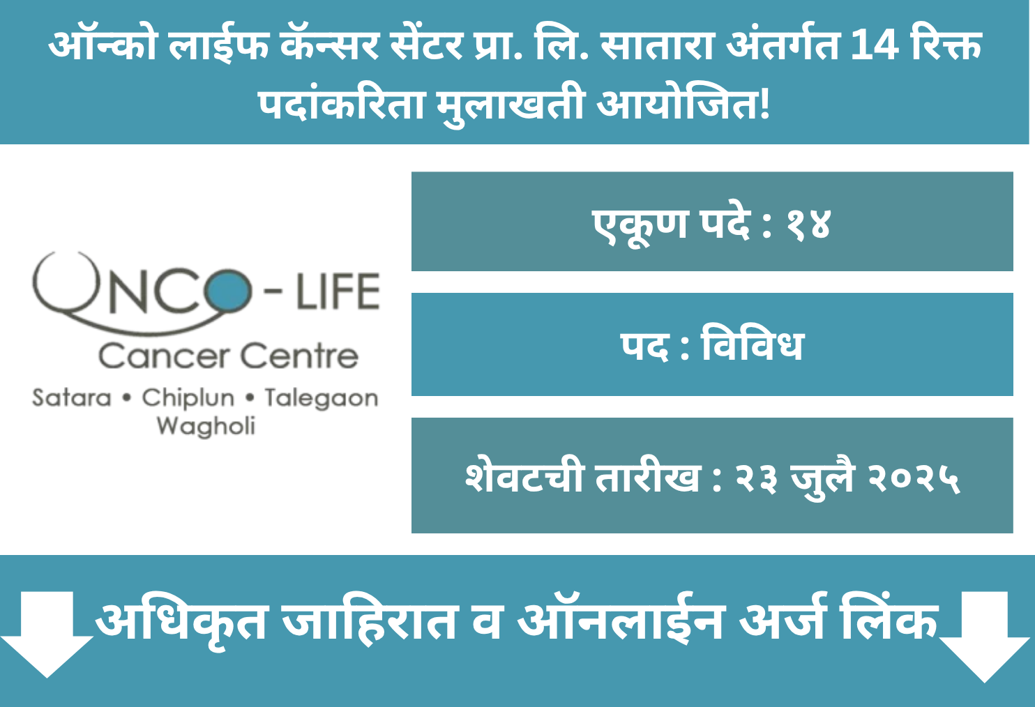 Onco Life Cancer Centre Pvt.Ltd. Satara Recruitment 2025