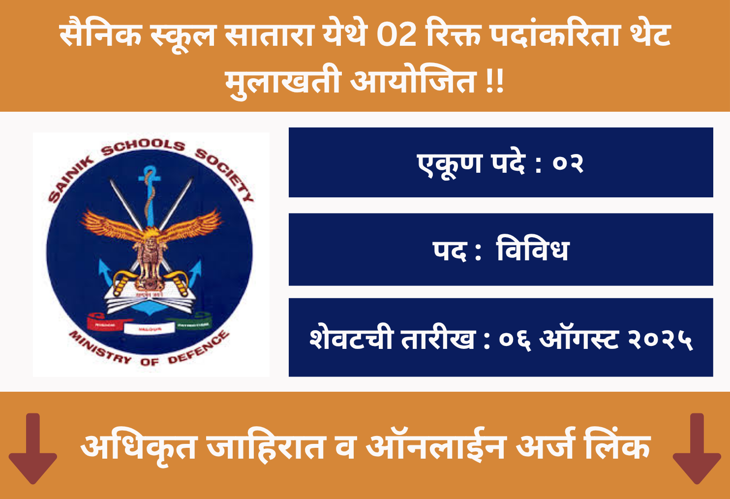 Sainik School Satara Recruitment 2025