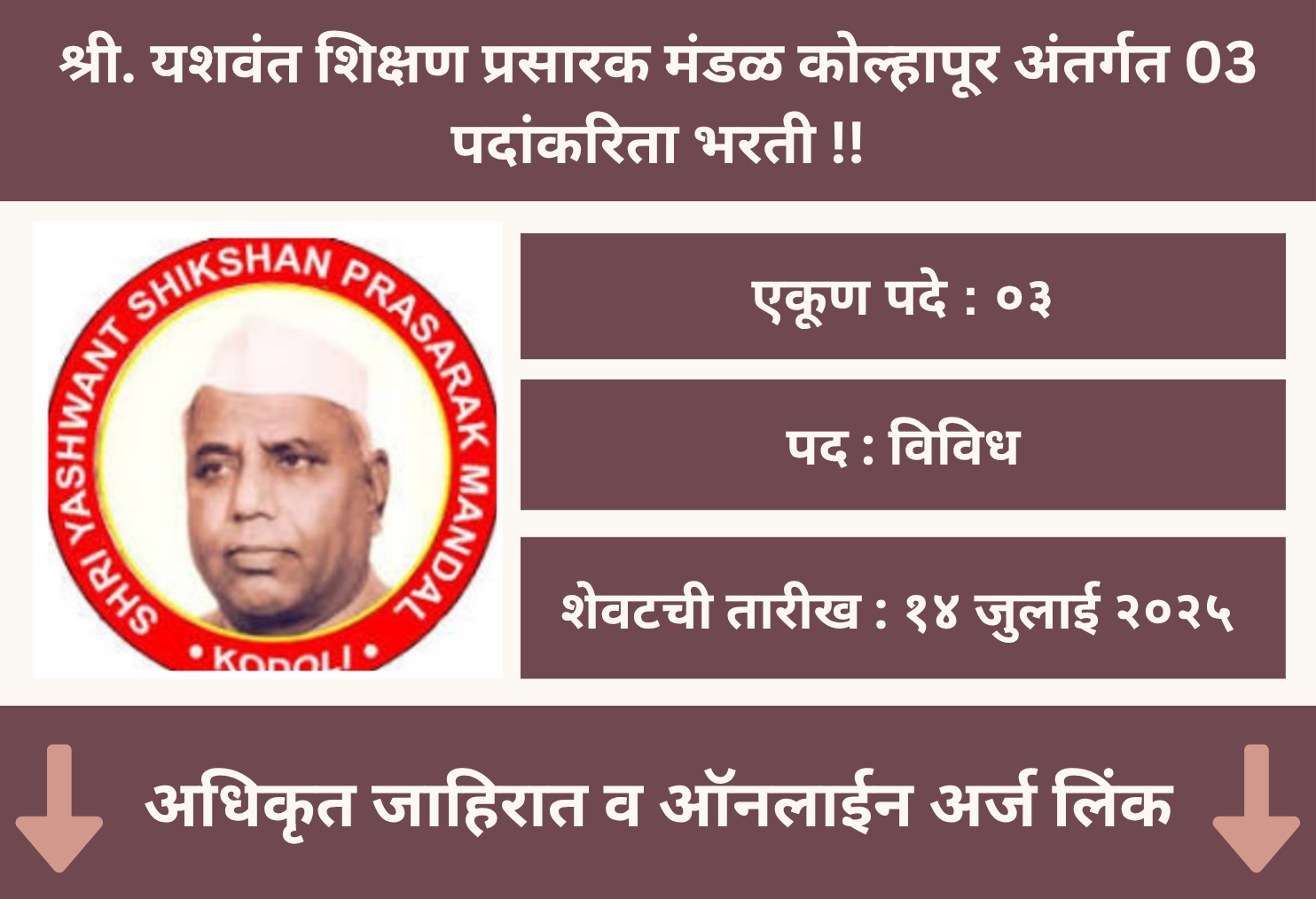 Shree Yashwant Shikshan Prasarak Mandal Recrutment 2025