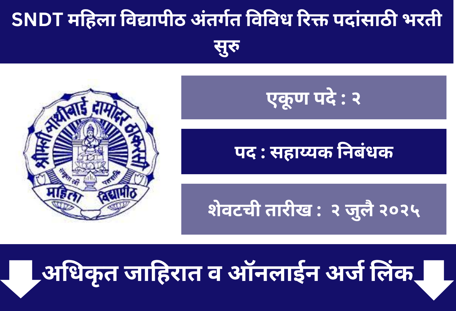 SNDT Womens University Recruitment 2025