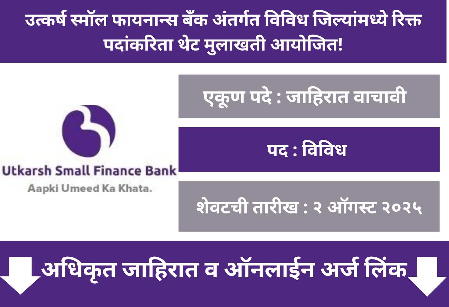 
Utkarsh Bank Recruitment 2025
