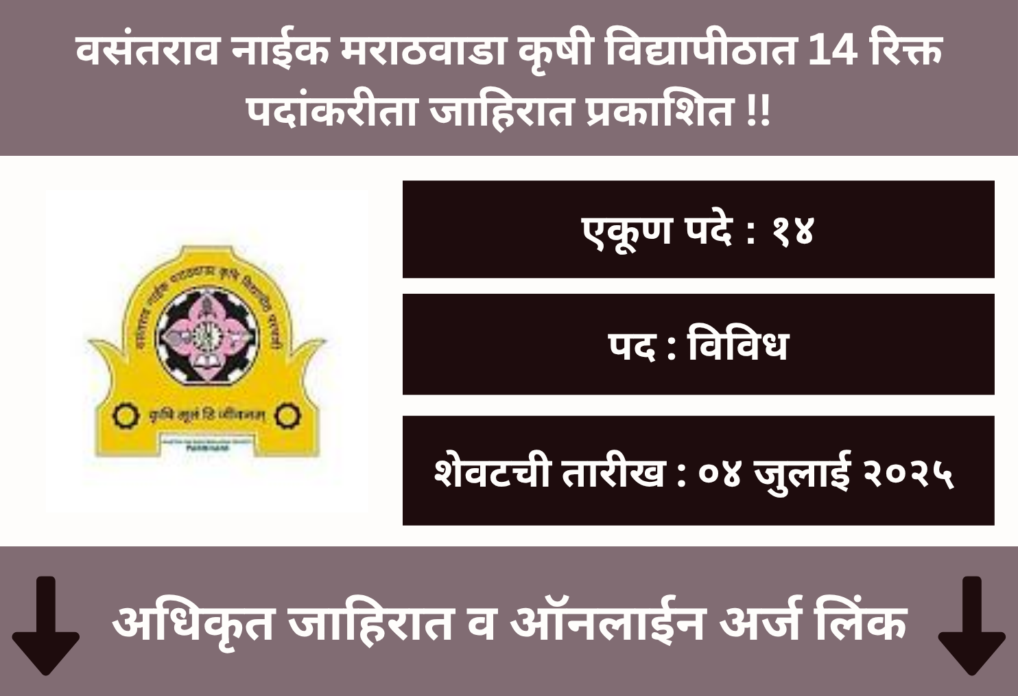 VNMKV Parbhani Recruitment 2025