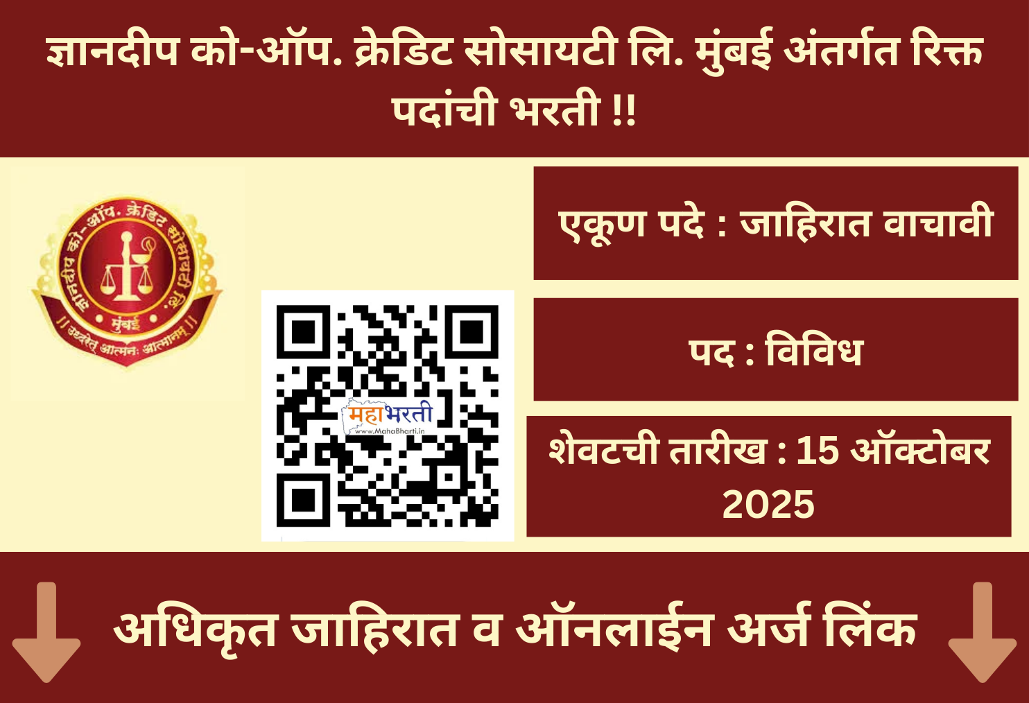 Dnyanddep Co-Op Credit Society Mumbai Recruitment 2025