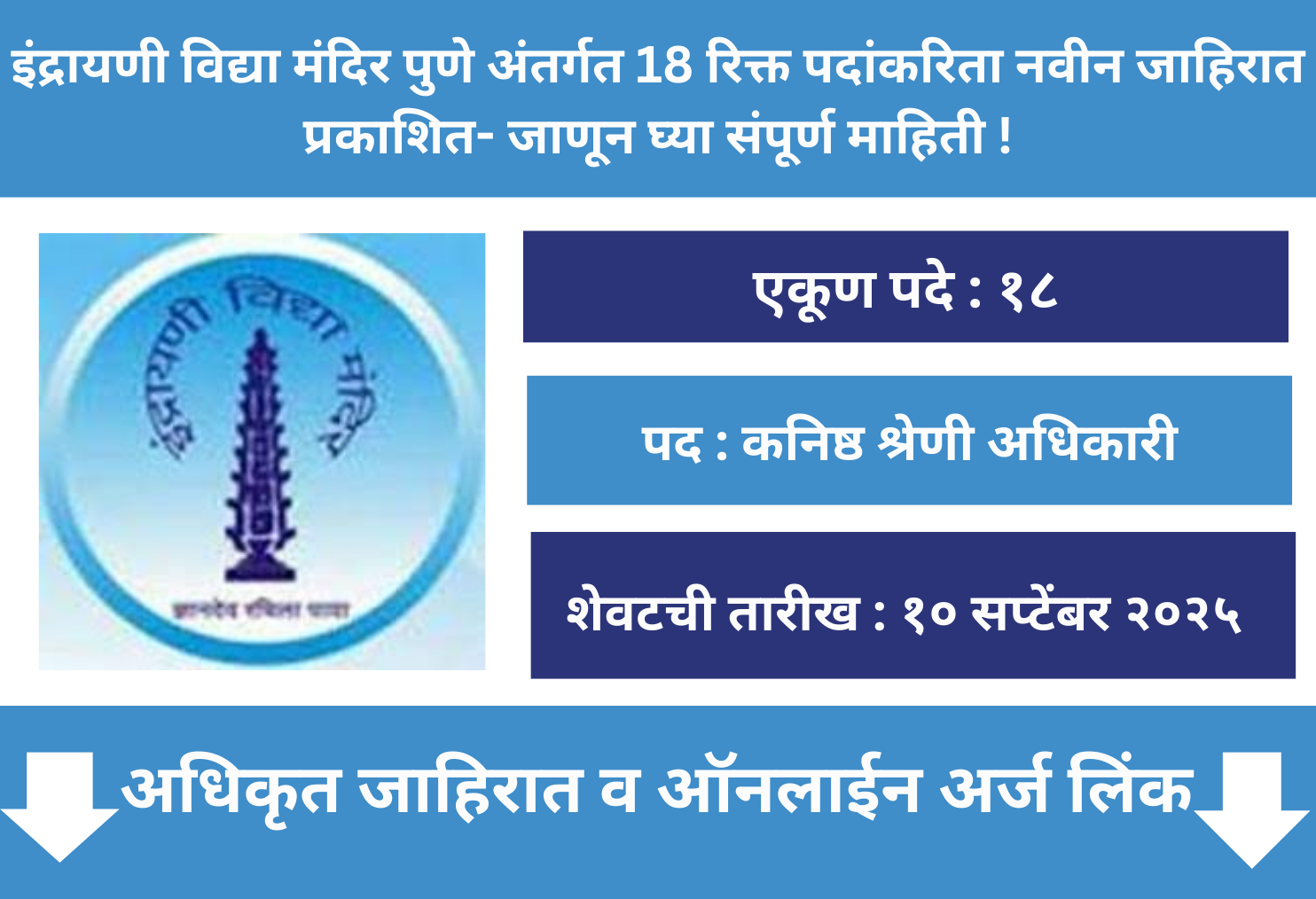 Indrayani Vidya Mandir Recruitment 2025