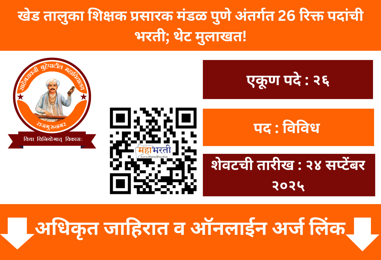 Khed Shikshak Prasark Mandal Recruitment 2025
