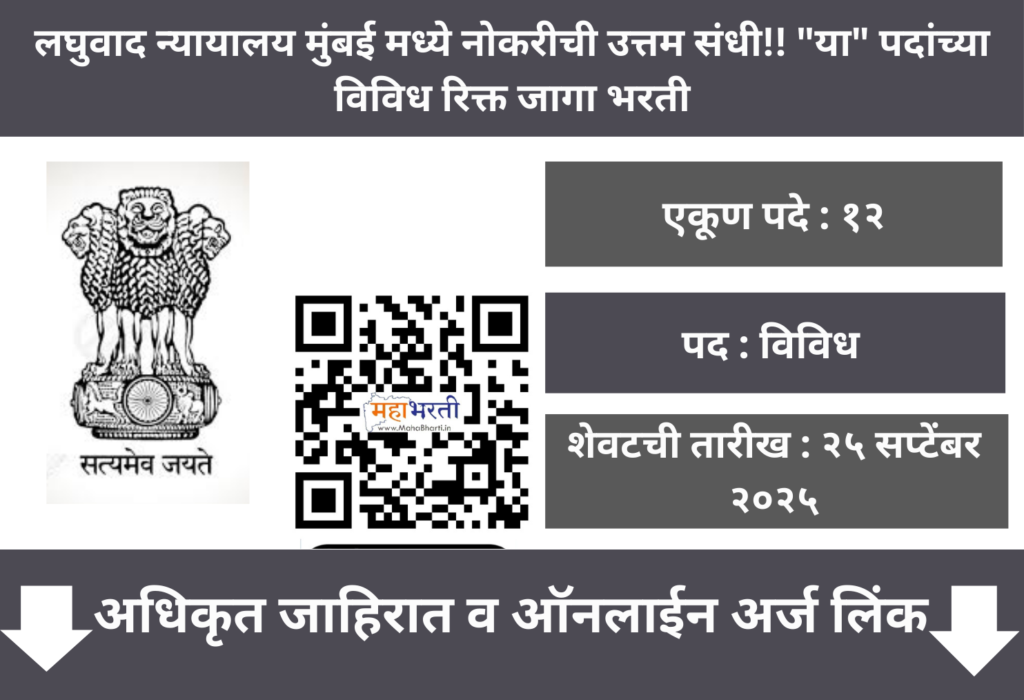 Small Causes Court Mumbai Recruitment 2025