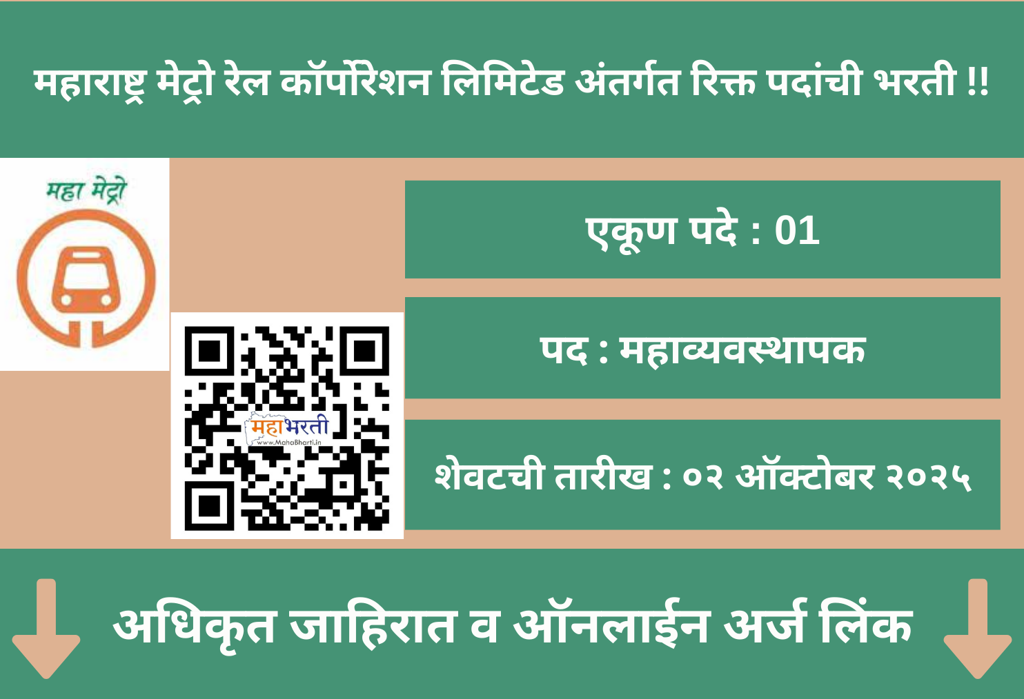 Maha Metro Recruitment 2025