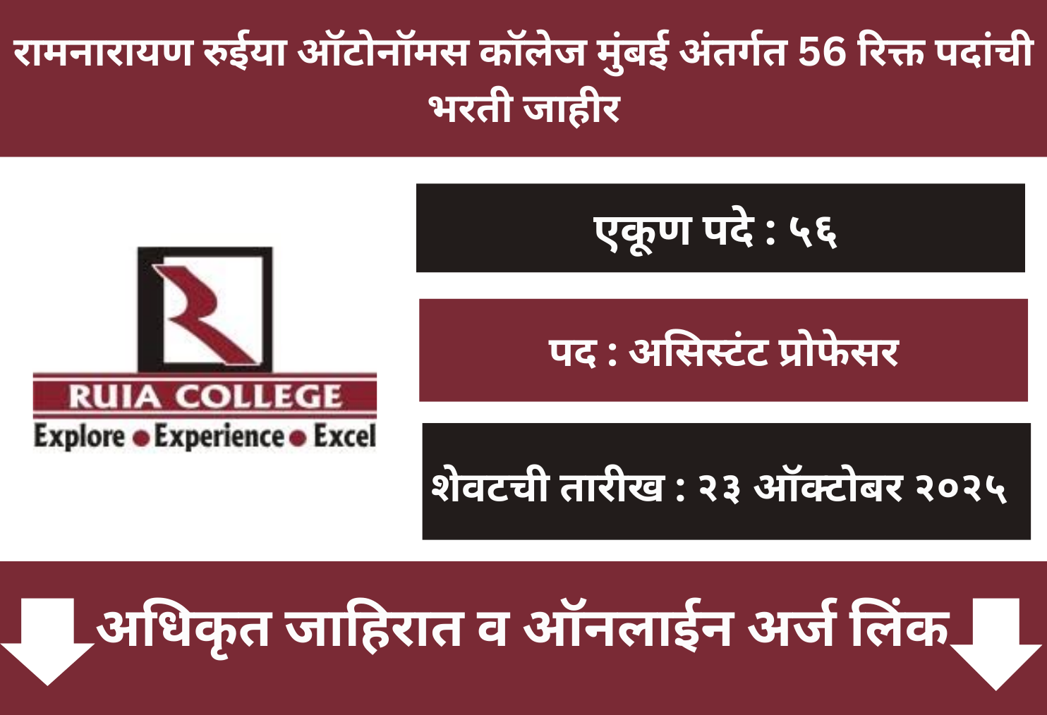 Ramnarain Ruia Autonomous College Mumbai Recruitment 2025