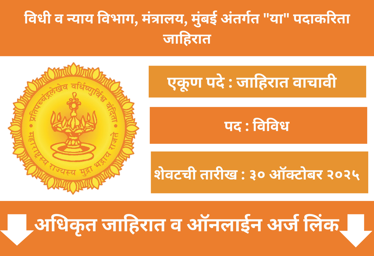 Vidhi Nyay Vibhag Mumbai Recruitment 2025