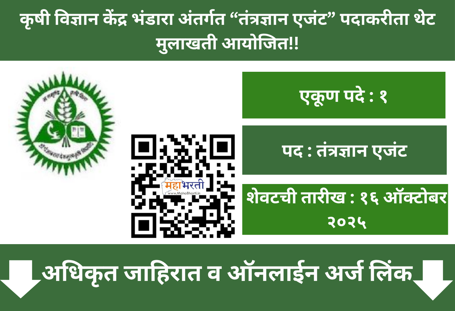  KVK Bhandara Recruitment 2025 