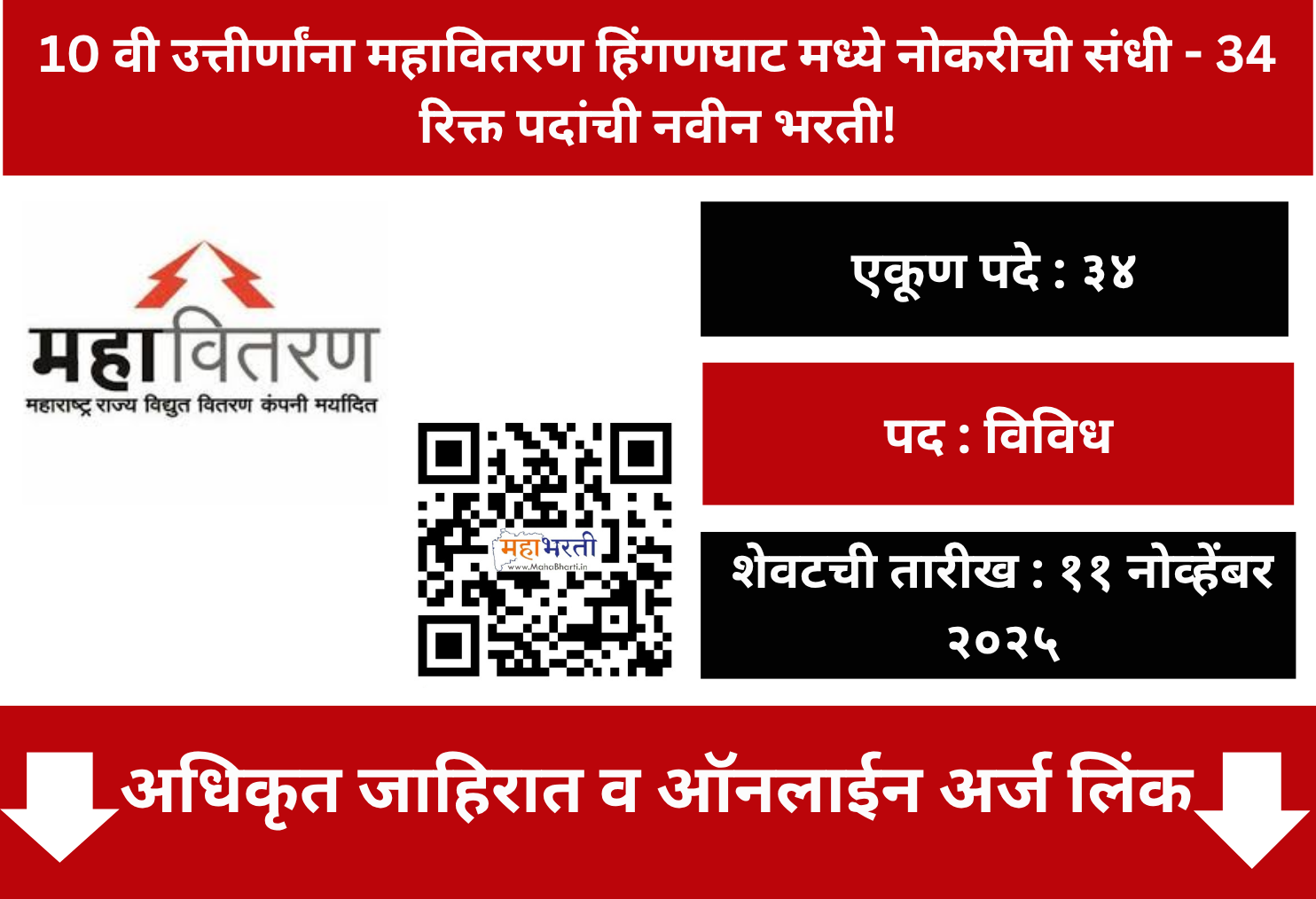 Mahavitaran Hinganghat Recruitment 2025