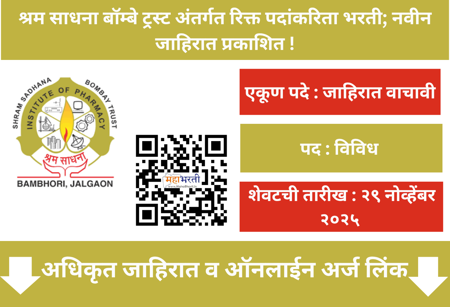 Shram Sadhana Bombay Trust Recruitment 2025