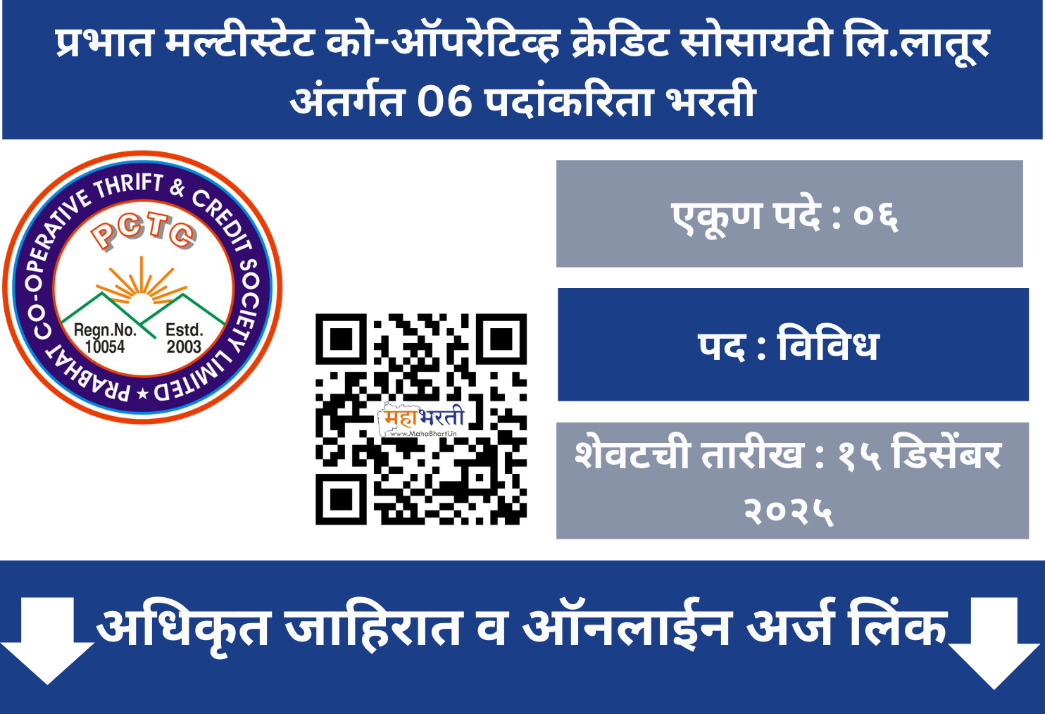Prabhat Multistate Co-Op Credit Society Recruitment 2025