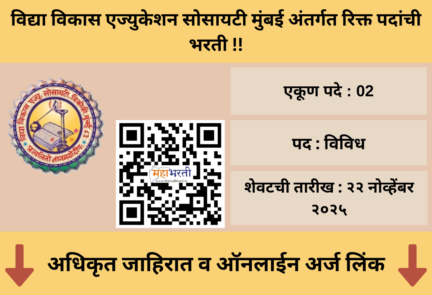 Vidya Vikas Education Society Mumbai Recruitment 2025