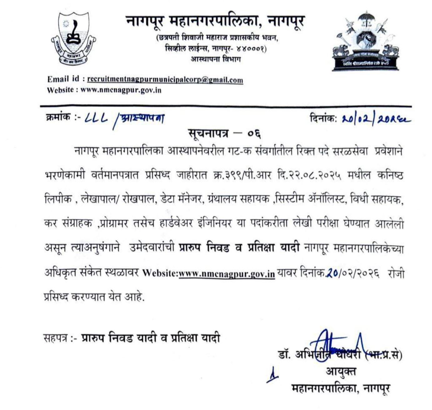 Nagpur Mahanagarpalika Result