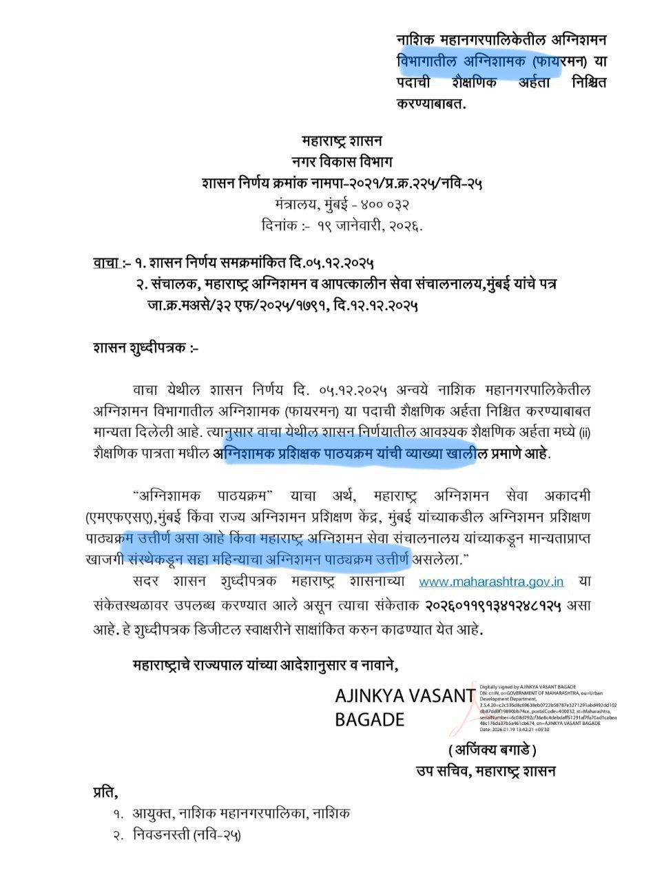 Nashik Mahanagarpalika Bharti 2026