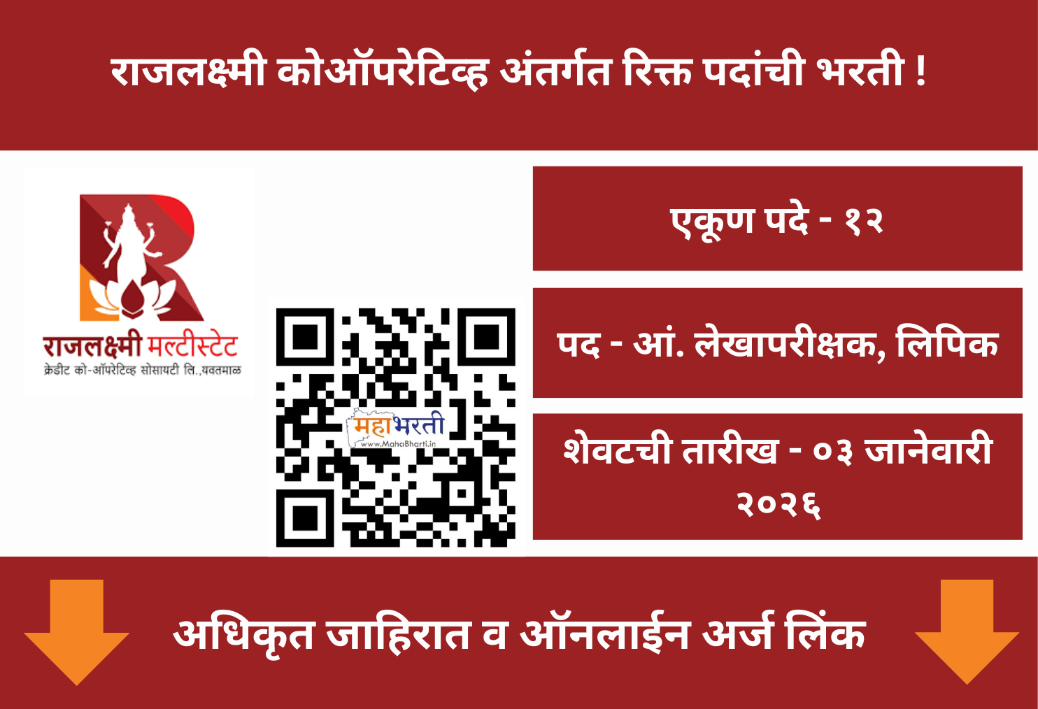 Rajlaxmi Cooperative Society Recruitment 2026