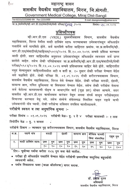 GMC Miraj Admit Card