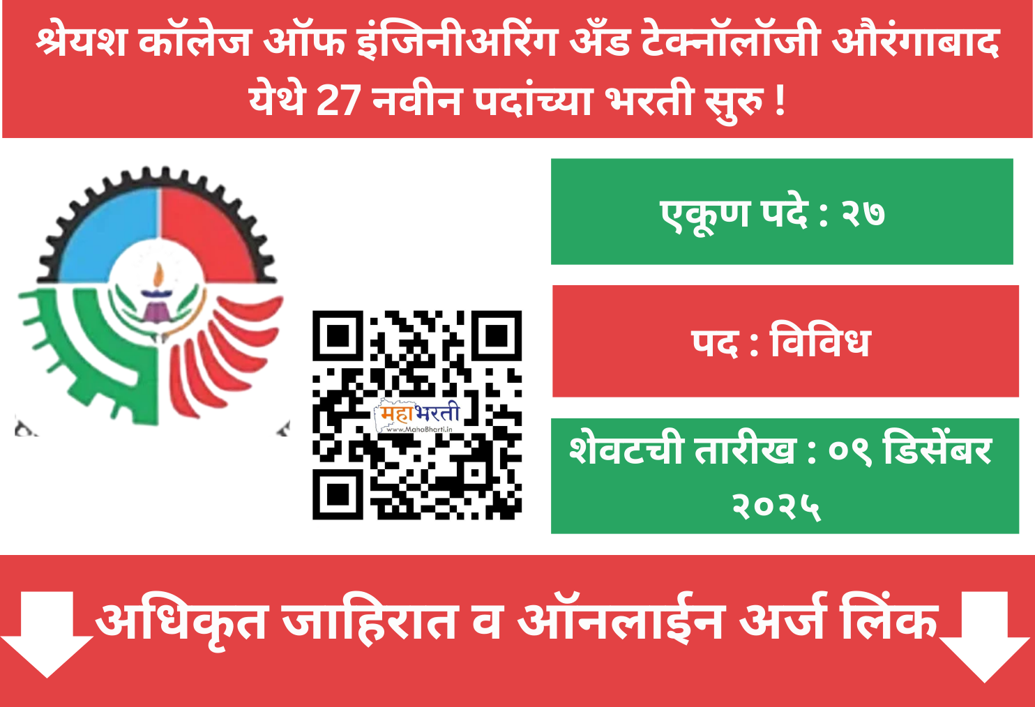 Shreeyash College Of Engineering & Technology Recruitment 2025