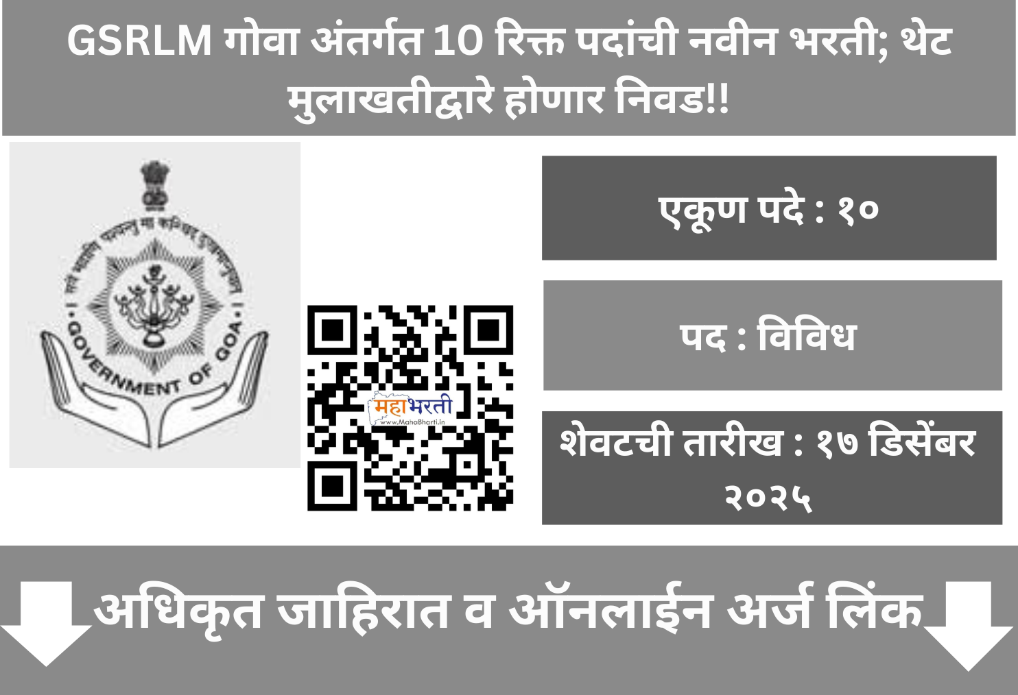 GSRLM Goa Recruitment 2025