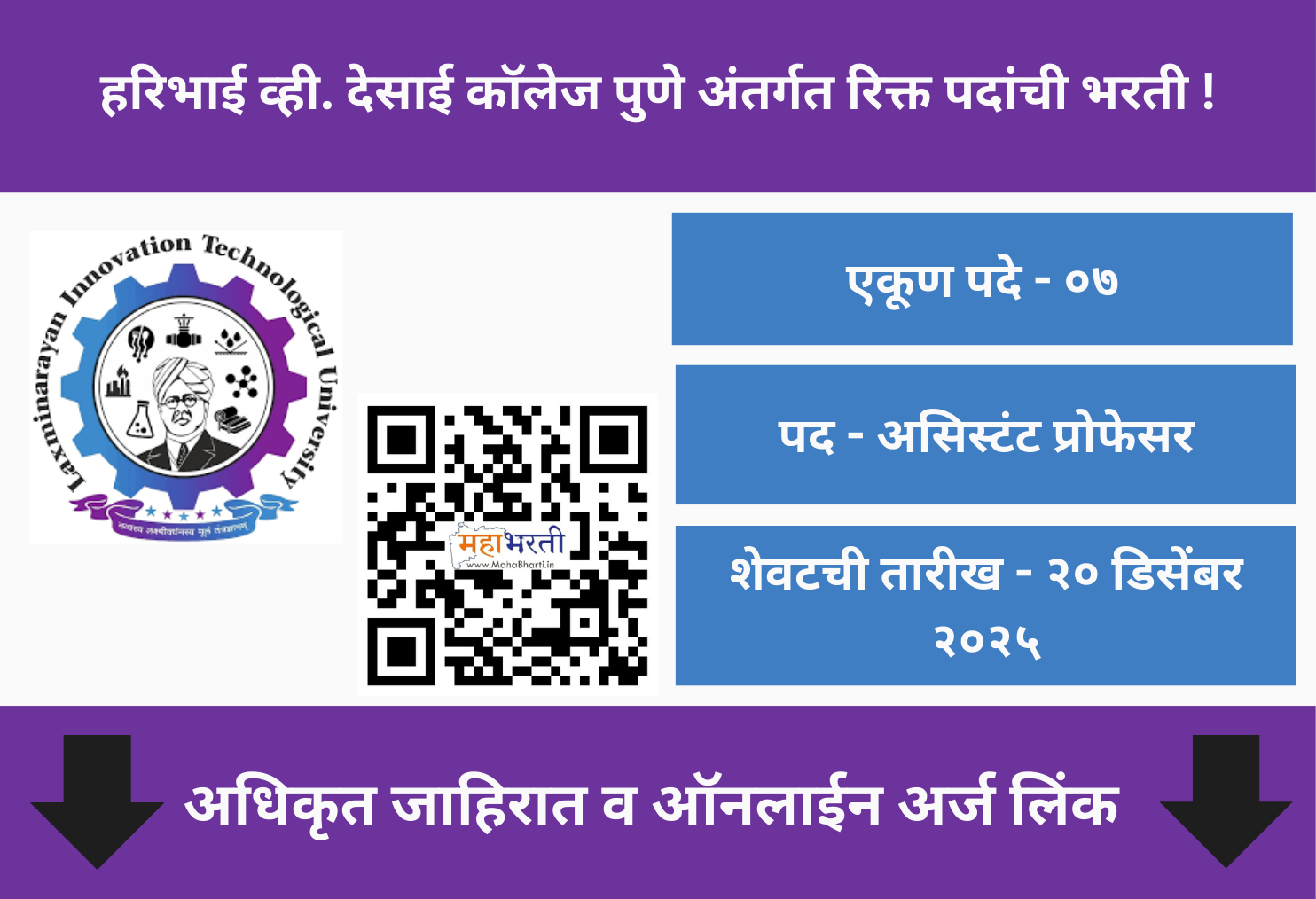 Haribhai V. Desai College Pune Recruitment 2025
