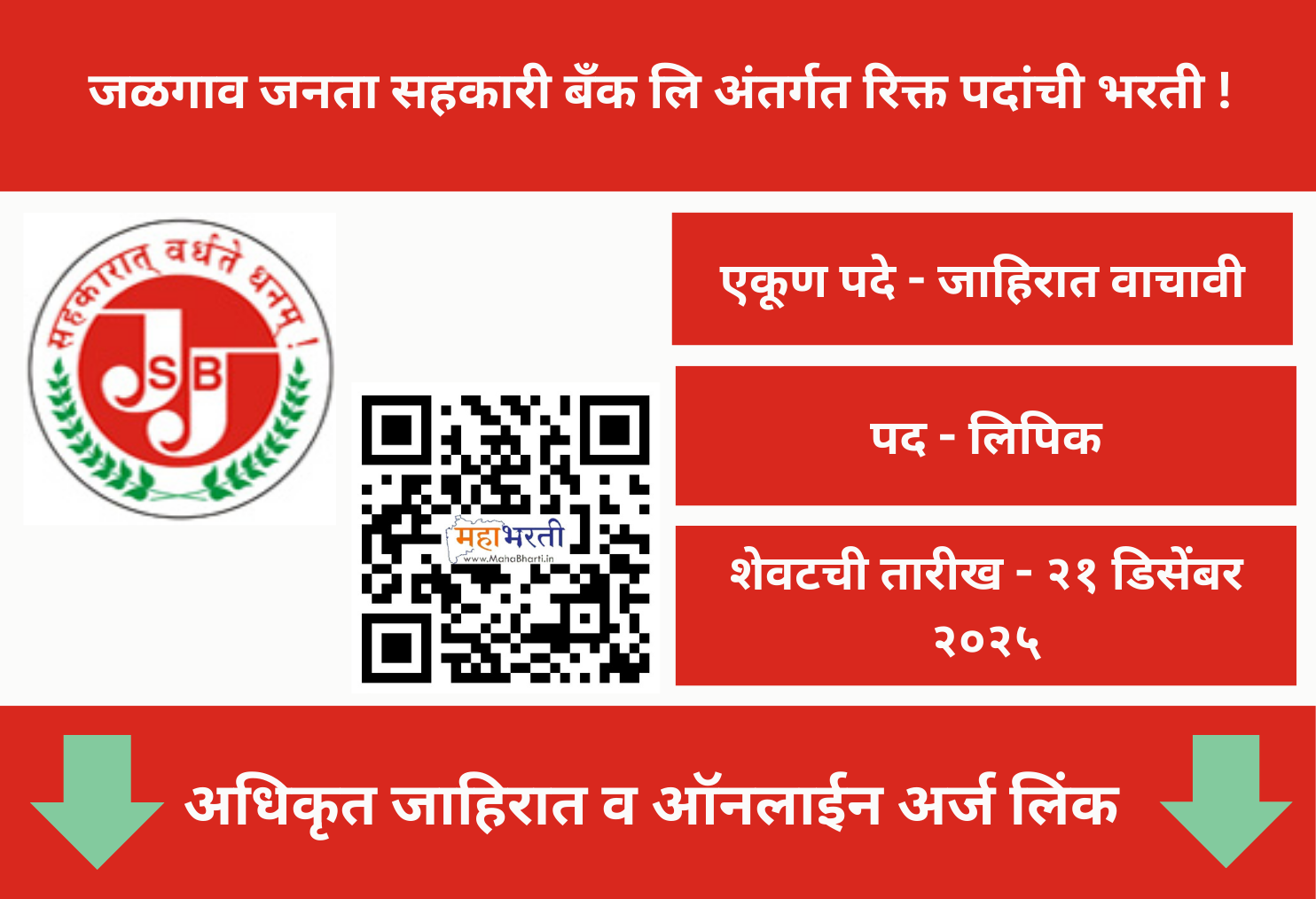 Jalgaon Janata Sahkari Bank Recruitment 2025