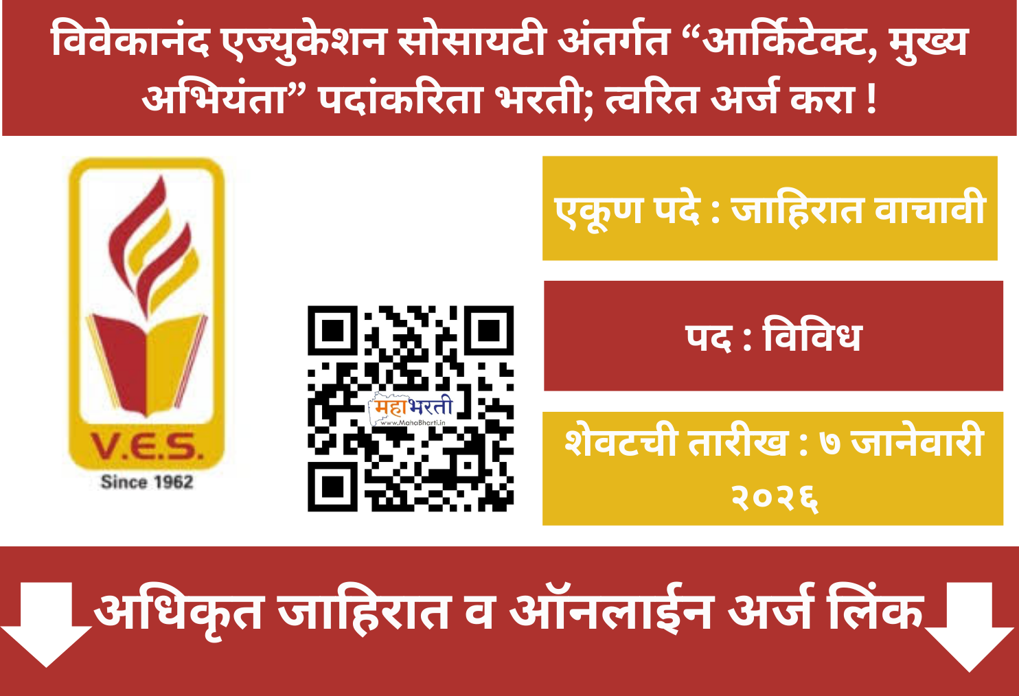 Vivekananda Education Society Recruitment 2026